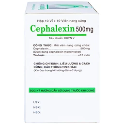 Thuốc Cephalexin 500mg Vidipha điều trị nhiễm khuẩn (10 vỉ x 10 viên)