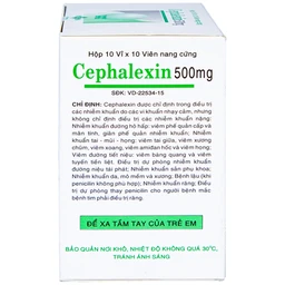 Thuốc Cephalexin 500mg Vidipha điều trị nhiễm khuẩn (10 vỉ x 10 viên)