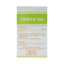 Thuốc tiêm Cevita 500 F.T Pharma điều trị thiếu Vitamin C (10 vỉ x 10 ống x 5ml)