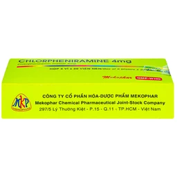 Thuốc Chlorpheniramine 4mg Mekophar điều trị viêm mũi dị ứng mùa và quanh năm (5 vỉ x 20 viên)