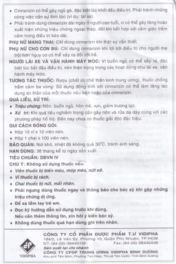 Thuốc Cinnarizin 25mg Vidipha phòng say tàu xe, rối loạn tiền đình (100 viên)