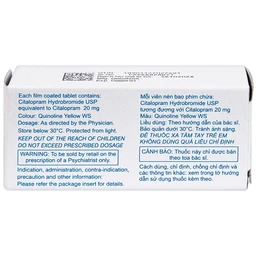 Thuốc Citopam 20 Sun Pharma điều trị trầm cảm, rối loạn hoảng sợ (3 vỉ x 10 viên)