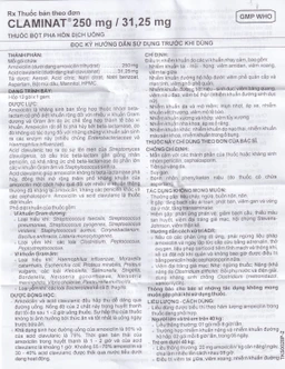 Thuốc Claminat IMP 250/31.25 điều trị nhiễm khuẩn (12 gói)