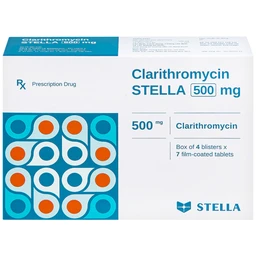 Thuốc Clarithromycin Stella 500mg điều trị nhiễm trùng (4 vỉ x 7 viên)