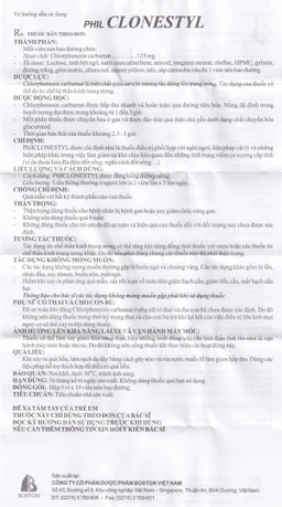 Viên nén Philclonestyl 125mg Boston điều trị triệu chứng các cơn co thắt cơ (5 vỉ x 10 viên)	