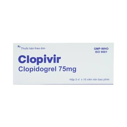 Thuốc Clopivir 75mg Bidiphar phòng ngừa nhồi máu cơ tim, đột quỵ (3 vỉ x 10 viên)