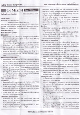 Thuốc CoMiaryl 2mg/500mg Hasan điều trị đái tháo đường típ 2 (3 vỉ x 10 viên)