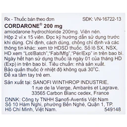 Thuốc Cordarone 200mg Sanofi phòng ngừa và điều trị một số dạng rối loạn nhịp tim (30 viên)