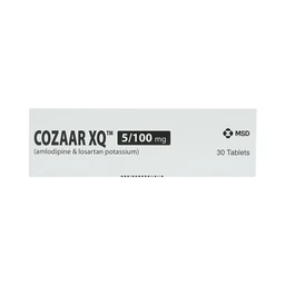 Thuốc Cozaar XQ 5/100mg MSD điều trị cao huyết áp vô căn (3 vỉ x 10 viên)