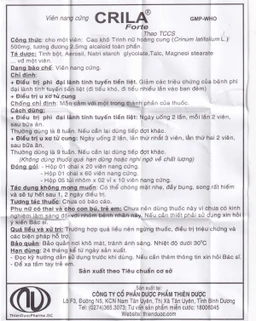 Thuốc Crila Forte Thiên Dược điều trị phì đại lành tính tuyến tiền liệt, u xơ tử cung (20 viên)