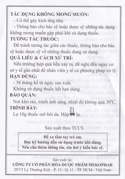Thuốc mỡ bôi da D.E.P Mekophar điều trị ghẻ ngứa (10g)
