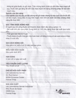 Thuốc Daflon 500mg Servier điều trị các triệu chứng liên quan đến suy giảm tĩnh mạch bạch huyết và trĩ cấp (60 viên)