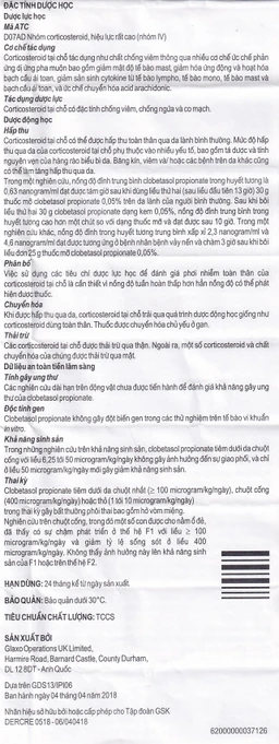 Kem bôi ngoài da Dermovate Cream GSK điều trị vẩy nến, viêm da, lichen phẳng (15g)