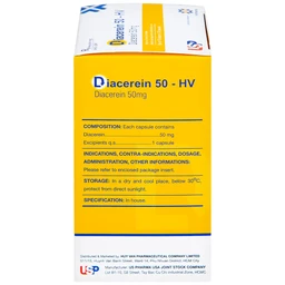 Thuốc Diacerein 50 - HV USP điều trị các bệnh thoái hóa khớp (10 vỉ x 10 viên)