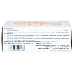 Thuốc Diclofen Pharmedic điều trị viêm thấp khớp mãn tính (10 vỉ x 10 viên)