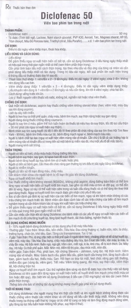 Thuốc Diclofenac 50 Uphace điều trị dài ngày viêm khớp mạn, thoái hóa khớp (100 viên)