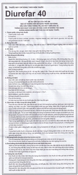 Thuốc Diurefar 40 Pharmedic điều trị tăng huyết áp, phù do suy tim, xơ gan, bệnh thận (10 vỉ x 12 viên)