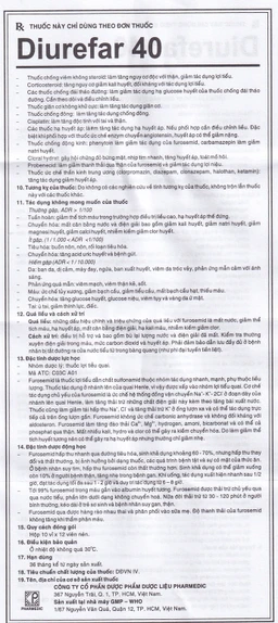 Thuốc Diurefar 40 Pharmedic điều trị tăng huyết áp, phù do suy tim, xơ gan, bệnh thận (10 vỉ x 12 viên)