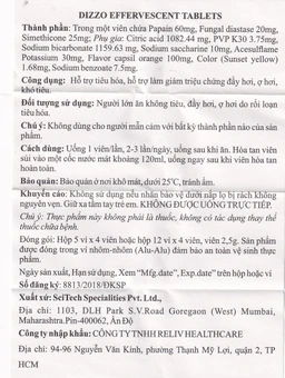 Viên sủi hỗ trợ tiêu hóa Dizzo Reliv (12 vỉ x 4 viên)