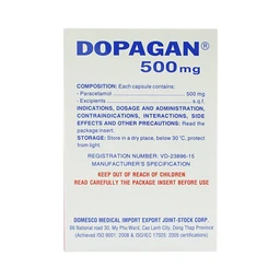 Thuốc Dopagan 500mg Domesco giảm đau và hạ sốt (20 vỉ x 10 viên)