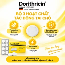 Viên ngậm Dorithricin Hyphens (20 viên) hỗ trợ điều trị các triệu chứng nhiễm khuẩn miệng, họng 3