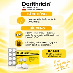 Viên ngậm Dorithricin Hyphens (20 viên) hỗ trợ điều trị các triệu chứng nhiễm khuẩn miệng, họng 4