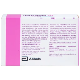 Thuốc tránh thai hằng ngày Drosperin 20 Abbott (1 vỉ x 28 viên)