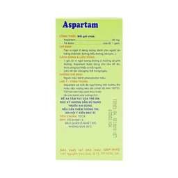 Thuốc bột Aspartam Pharmedic tạo vi ngọt ít năng lượng dành cho người béo phì, tiểu đường (50 gói x 1g)