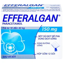 Bột sủi Efferalgan 150mg UPSA SAS giảm đau, hạ sốt (12 gói)