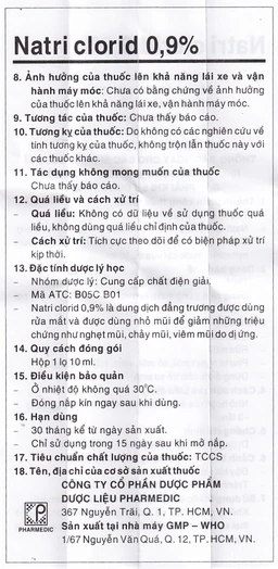 Thuốc Efticol Natri Clorid 0.9% Dược 3-2 dùng trong trường hợp rửa mắt, mũi (10ml)