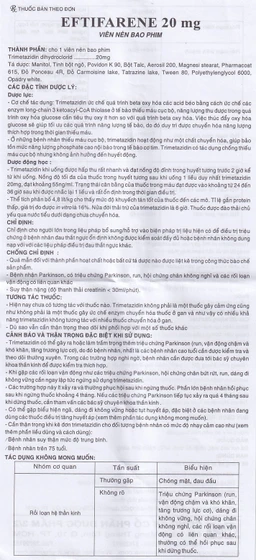 Thuốc Eftifarene Dược 3-2 hỗ trợ điều trị đau thắt ngực ổn định (2 vỉ x 30 viên)