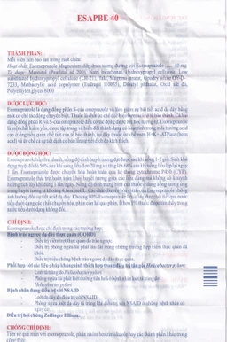 Thuốc Esapbe 40 Sterling Healthcare điều trị trào ngược dạ dày thực quản (3 vỉ x 10 viên)