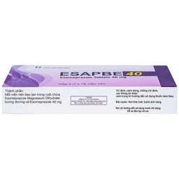 Thuốc Esapbe 40 Sterling Healthcare điều trị trào ngược dạ dày thực quản (3 vỉ x 10 viên)