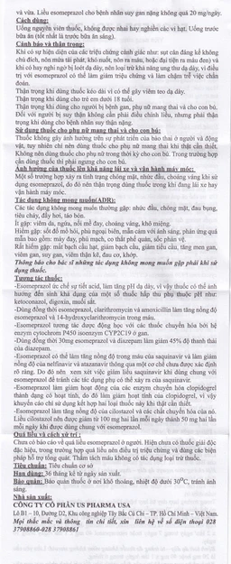 Thuốc Esomeprazol 20-US điều trị trào ngược dạ dày (3 vỉ x 10 viên)