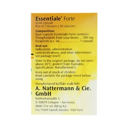 Thuốc Essentiale Forte 300mg Natterman cải thiện các triệu chứng bệnh lý gan (5 vỉ x 10 viên)