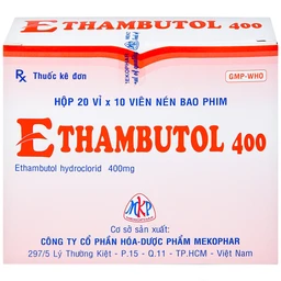 Thuốc Ethambutol 400 Mekophar điều trị lao mới và lao tái phát (20 vỉ x 10 viên)