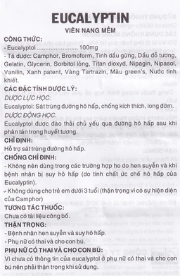 Thuốc Eucalyptin Dược 3/2 sát trùng đường hô hấp (10 vỉ x 10 viên)
