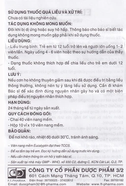 Thuốc Eucalyptin Dược 3/2 sát trùng đường hô hấp (10 vỉ x 10 viên)