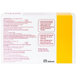 Dung dịch uống Fatig Abbott hỗ trợ điều trị suy nhược chức năng, bổ sung khoáng chất (2 vỉ x 10 ống)