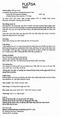 Bột pha dung dịch uống Flexsa 1500 MEGA We care giảm triệu chứng viêm khớp gối nhẹ và trung bình (30 gói)