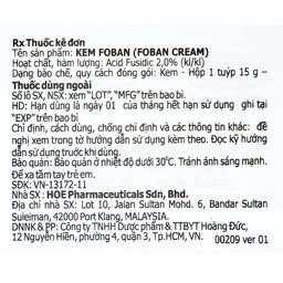 Kem Foban Cream điều trị tổn thương da do Staphylococcus, Streptococcus (15g)
