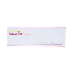 Thuốc Galvus Met 50mg/1000mg Novartis hỗ trợ điều trị đái tháo đường típ 2 (6 vỉ x 10 viên)