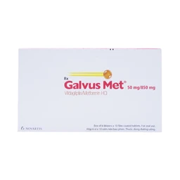 Thuốc Galvus Met 50mg/850mg Novartis hỗ trợ điều trị đái tháo đường típ 2 (6 vỉ x 10 viên)
