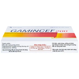 Thuốc Gamincef 200 Maxim điều trị viêm phổi, viêm phế quản, viêm họng (2 vỉ x 10 viên)