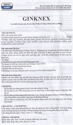 Thuốc Ginknex 80mg Davipharm hỗ trợ điều trị chứng giảm trí nhớ, kém tập trung tư tưởng (6 vỉ x 10 viên)