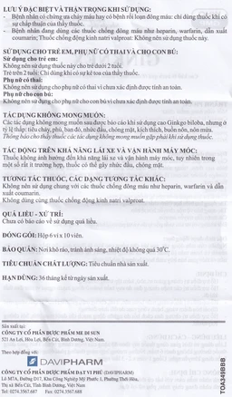 Thuốc Ginknex 80mg Davipharm hỗ trợ điều trị chứng giảm trí nhớ, kém tập trung tư tưởng (6 vỉ x 10 viên)