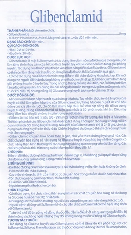 Thuốc Glibenclamid Domesco điều trị đái tháo đường không phụ thuộc insulin típ 2 (5 vỉ x 20 viên)