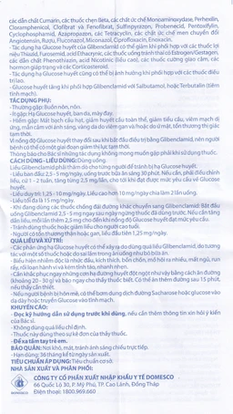 Thuốc Glibenclamid Domesco điều trị đái tháo đường không phụ thuộc insulin típ 2 (5 vỉ x 20 viên)