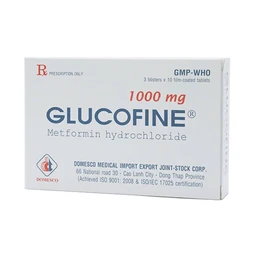 Thuốc Glucofine Domesco hỗ trợ điều trị đái tháo đường típ 2 (3 vỉ x 10 viên)