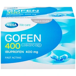 Thuốc Gofen 400 MEGA We care điều trị hạ sốt, giảm đau (5 vỉ x 10 viên)
